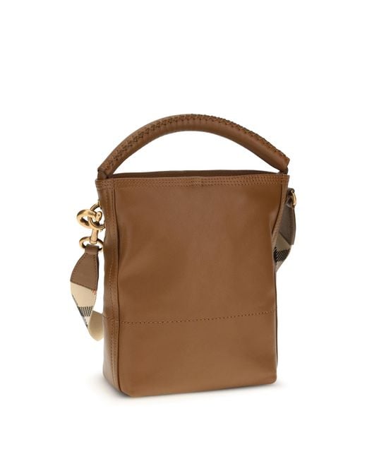 Burberry Brown B Clip Bucket Bag Calf Leather Bos Taurus