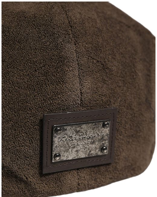 Dolce & Gabbana Brown Cotton Newsboy Cloth Capello Hat for men