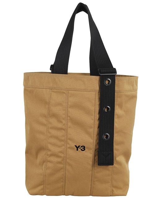 Y-3 Brown Logo Printed Tote Bag for men
