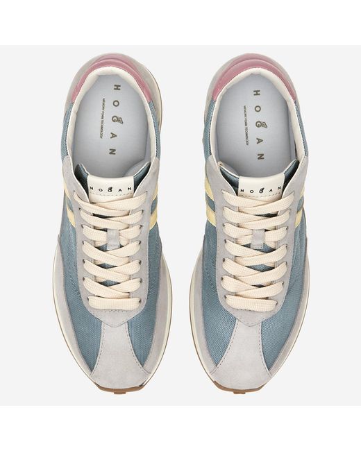 Hogan Blue Sneakers Leather & Technical Fabric And Rubber Trainers