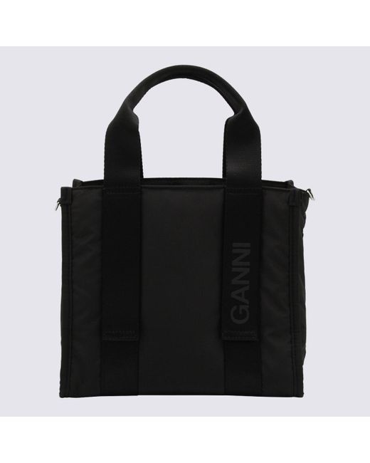 Ganni Black Canvas Handle Bag