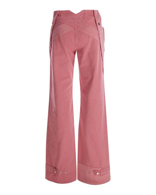 Blumarine Pink Cargo Trousers With Satin Inserts