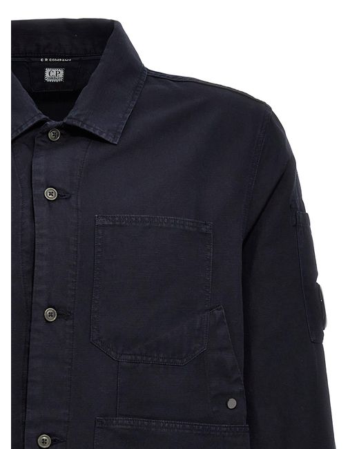 C P Company Blue Overlapping Pocket Overshirt for men