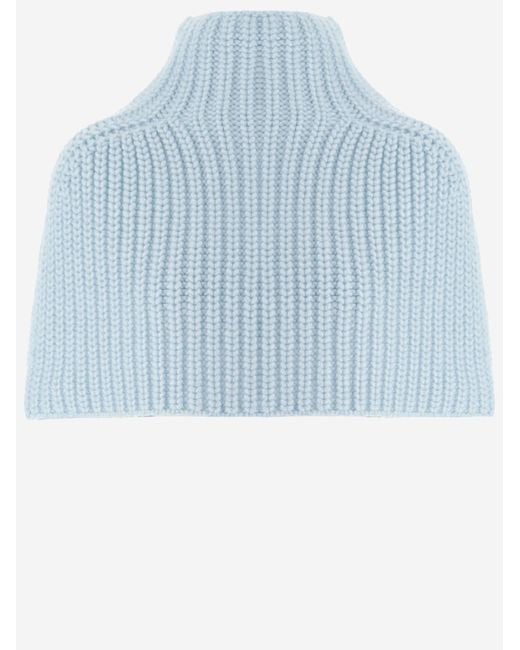 Sa Su Phi Blue Cashmere High-Neck Shawl Capes