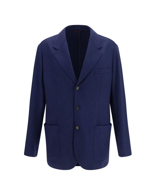 Brunello Cucinelli Blue Cashmere Jacket Kashmir/Capra Hircus for men