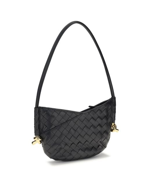 Bottega Veneta Black Shoulder Bag Mini Solstice Lambskin Leather