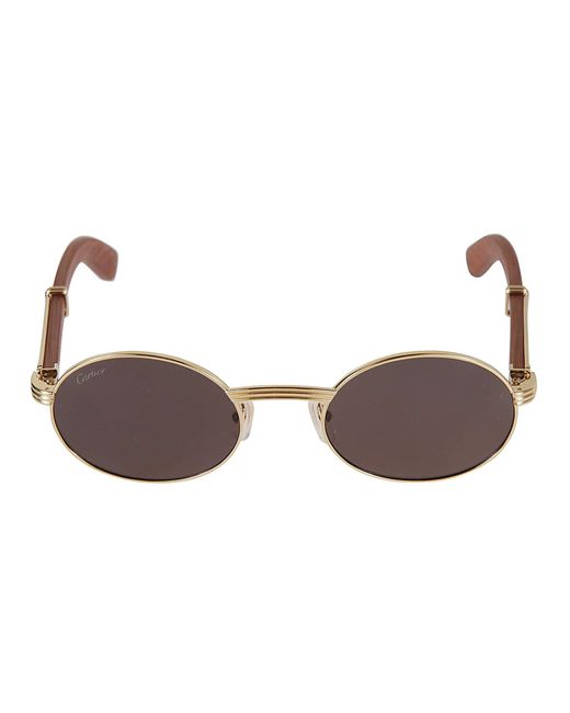 Cartier Brown Logo Round Sunglasses for men