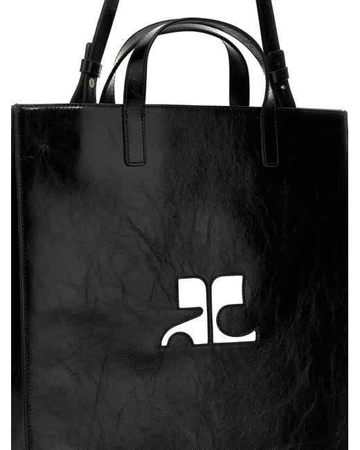 Courreges Black 'Heritage Naplack' Shopping Bag