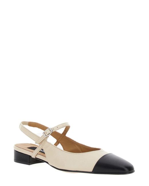 CAREL PARIS Natural Slingback Pumps With Contrasting Toe