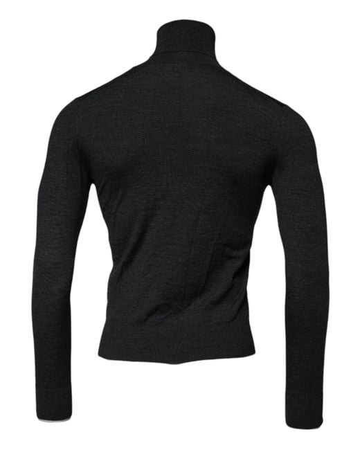 Dolce & Gabbana Black Wool Turtle Neck Pullover Sweater Clothing for men