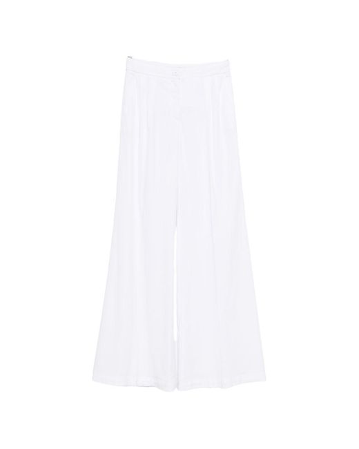 Via Masini 80 White Linen Blend Trousers