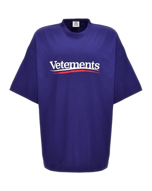 Vetements Blue Logo Cotton T-Shirt