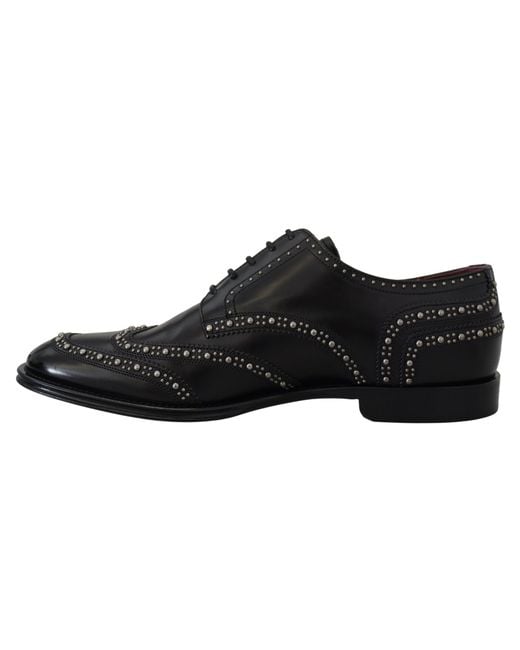 Dolce & Gabbana Black Elegant Studded Derby Shoes for men