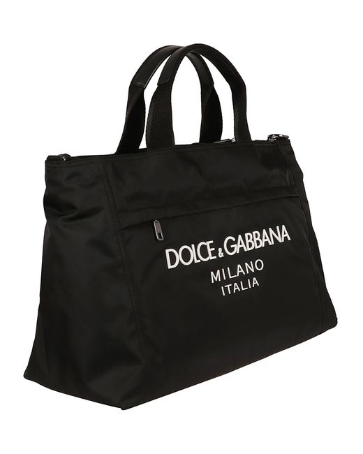 Dolce & Gabbana Shopping Bag In Canvas With D&g Milano Logo