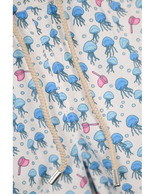 Mc2 Saint Barth Blue Lighting Micro Swimsuit With Jellyfish Print for men