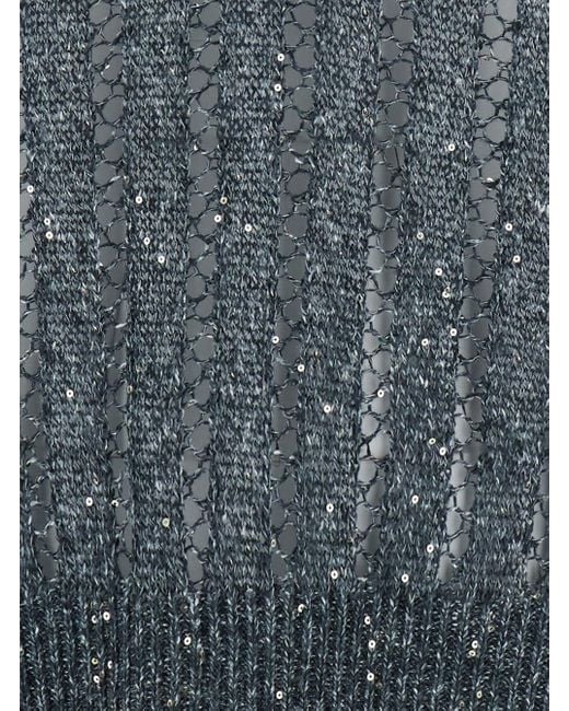 Brunello Cucinelli Gray Sequin T-Shirt With V Neck