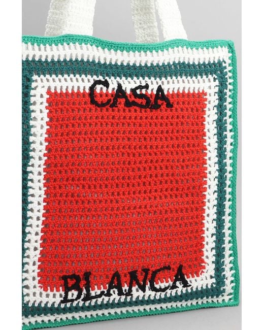 Casablancabrand Red Tote In Multicolor Cotton