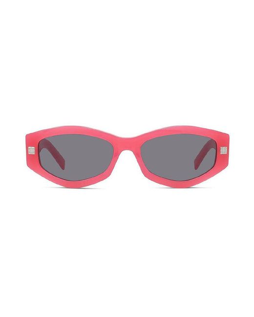 Givenchy Pink Sunglasses Rectangle Full Rim, Shiny Fuchsia Frame And Light Lens Gv40062I75A