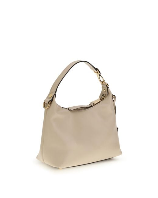 Versace Metallic Hobo Handbag Cream Calf Leather Bos Taurus Handbags