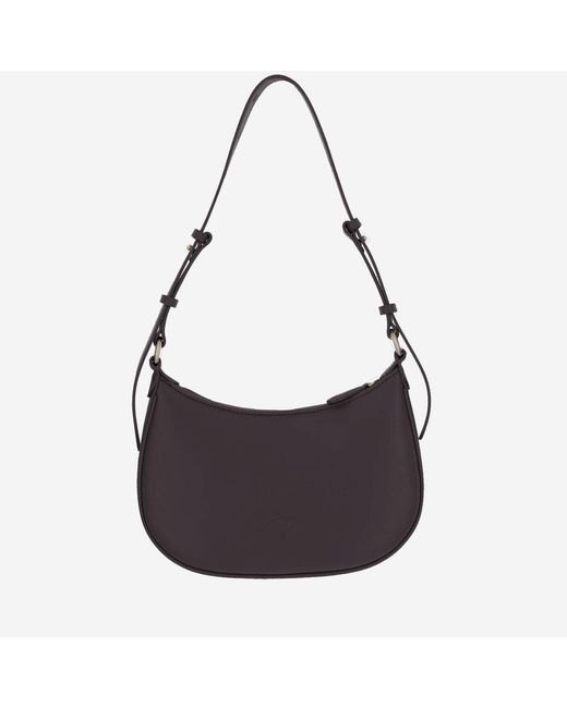 Pinko Black Shoulder Bag Simply Love Half-Moon Leather