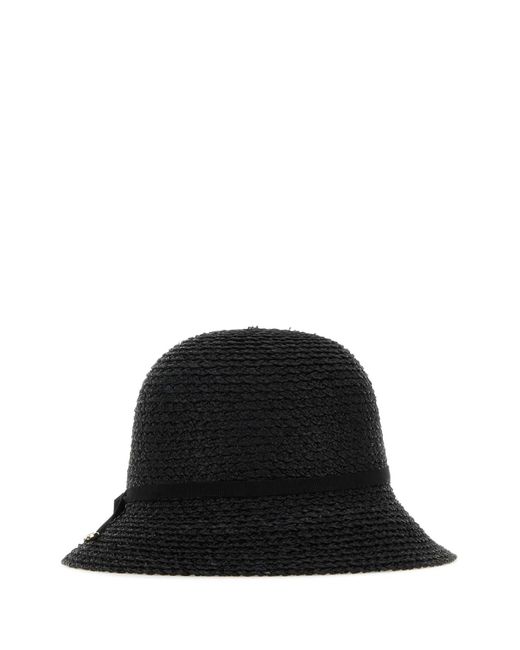 Helen Kaminski Black Raffia Viola Bucket Hat