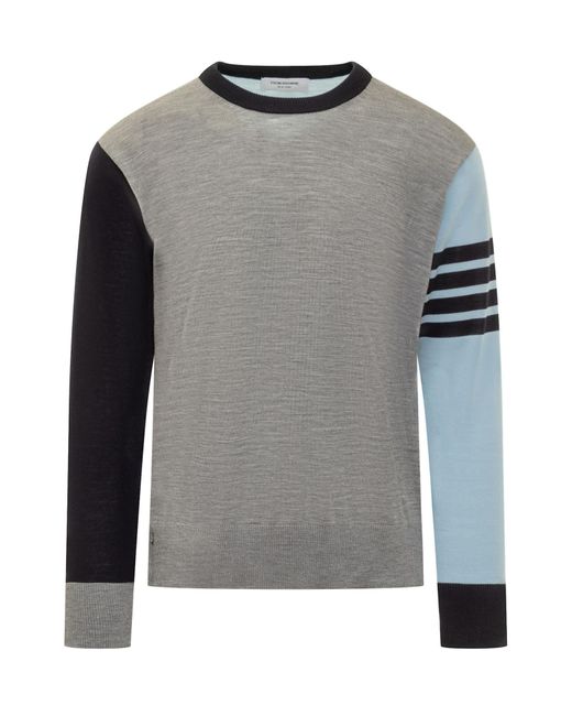 Thom Browne Gray 4-bar Striped Fun Mix Pullover for men