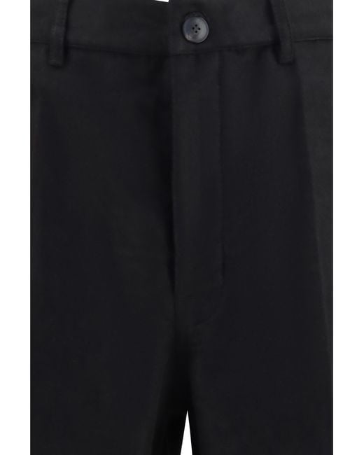 Rick Owens Black Work Pants Ramie; Cotton for men