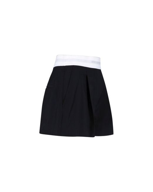 Alexander Wang Black High-Waisted Wool Shorts With Elastic Waist