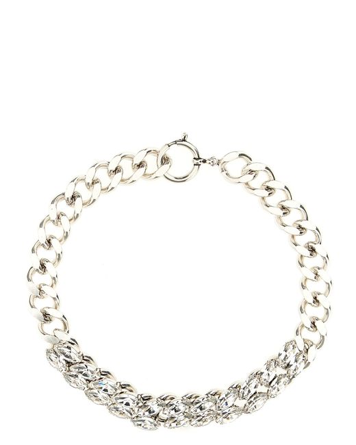 Isabel Marant Metallic Crystal Chain Necklace Jewelry Silver