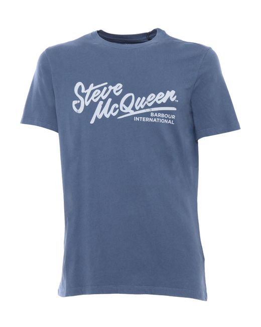 Barbour Blue Blu Patterned T-Shirt for men