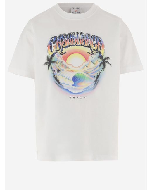 Casablanca White Cotton T-Shirt Organic T-Shirts for men