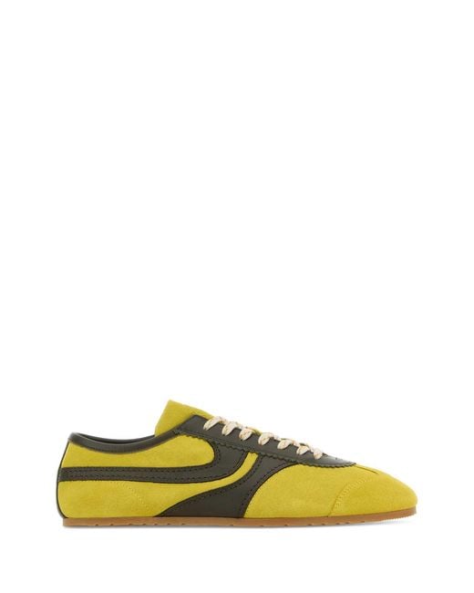 Dries Van Noten Yellow Two-Tone Suede Sneakers for men
