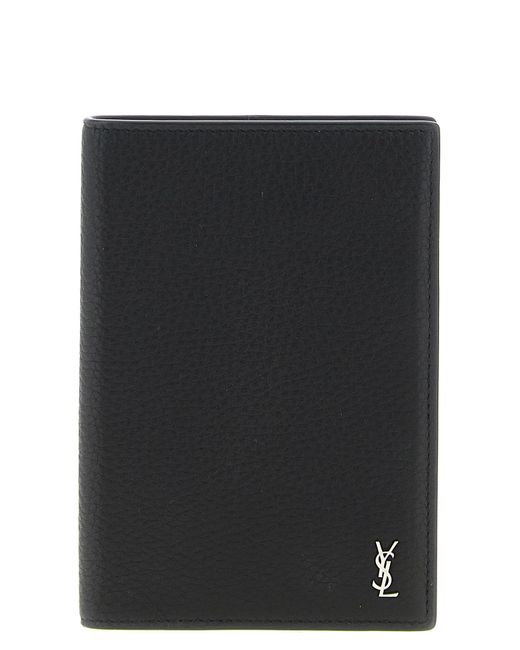 Saint Laurent Black 'Tiny Cassandre' Passport Holder for men