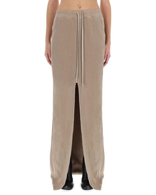 Rick Owens Natural Long Phileg Pillar Skirt Cotton