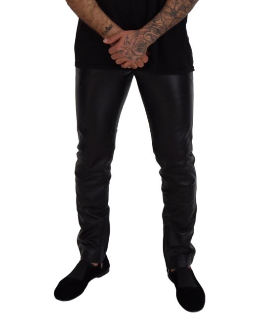 Dolce & Gabbana Black Elegant Agnello Trousers For for men