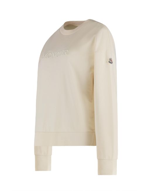 Moncler White Hoodie With Embroidered Logo Cotton Sweatshirts