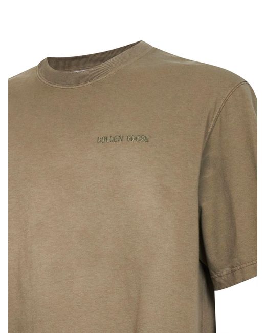 Golden Goose Deluxe Brand Natural Bleached Cotton Jersey Journey T-Shirt for men