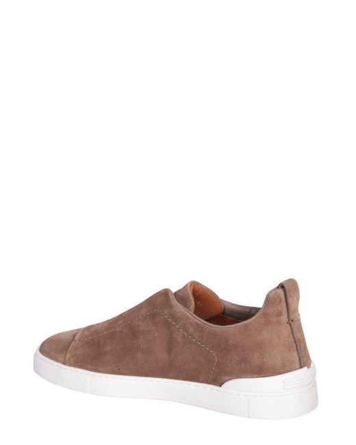 Zegna Brown Triple Stitch Trainers for men