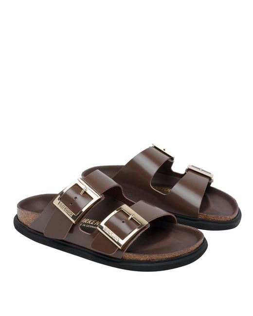 Birkenstock Brown Sandals Calf Leather/Rubber Sole