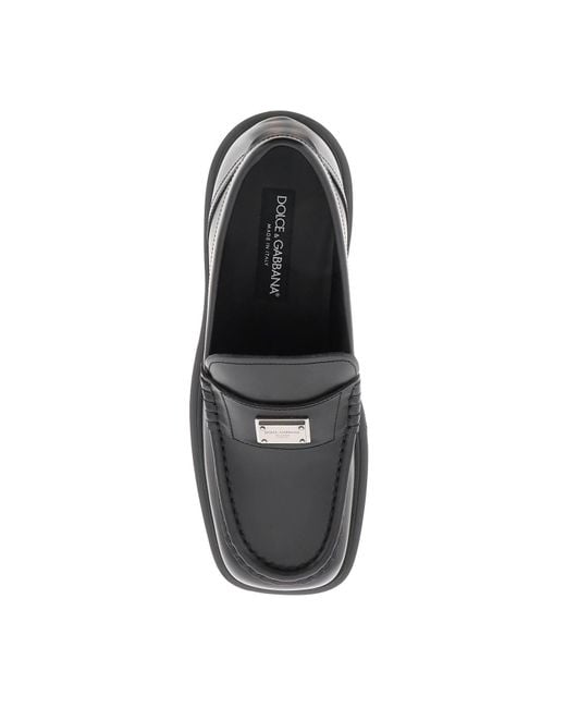 Dolce & Gabbana Black Logo Leather Loafer