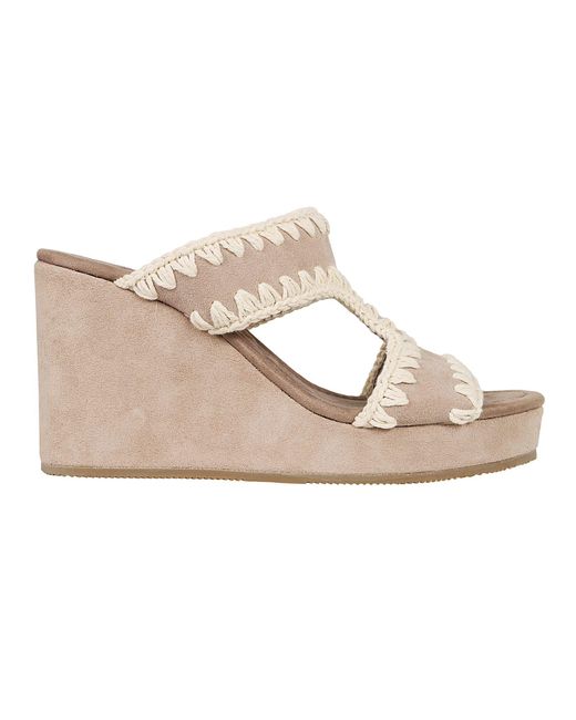 Mou Natural Wedge Plain Suede