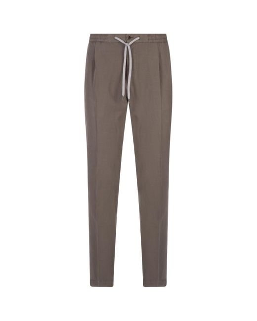 PT01 Gray Mud Linen Blend Soft Fit Trousers for men
