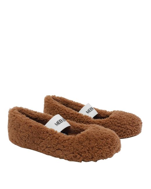 Moon Boot Brown Flat Shoes Shearling/Rubber Sole