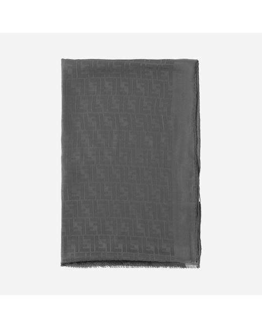 Fendi Gray Silk Scarf