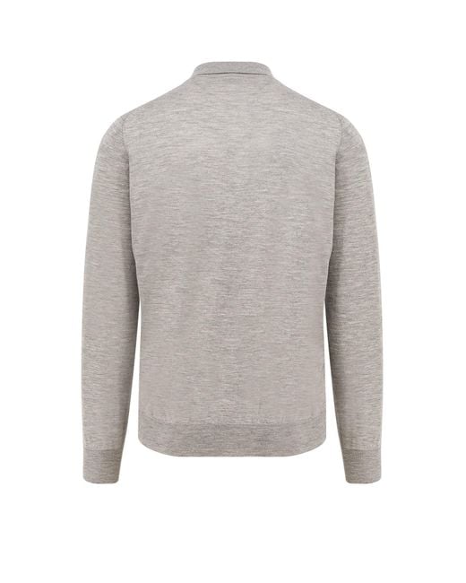 Brunello Cucinelli Gray Cashmere And Silk Polo Shirt for men