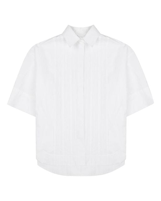 P.A.R.O.S.H. White Pleated Cotton Shirt
