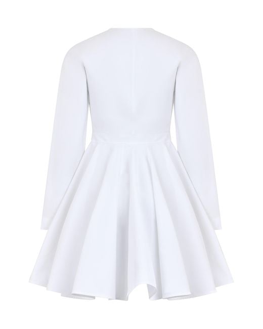 Alaïa White Dress Cotton Flared Skirt