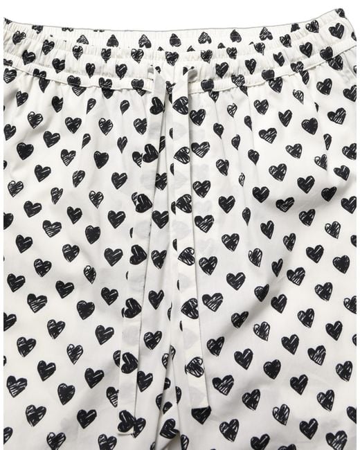 Dolce & Gabbana Black Graphic Heart Print Trousers Pants Cotton Elastane for men