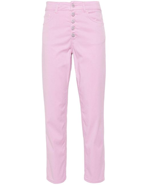 Dondup Pink Koons Cropped Straight-Leg Trousers