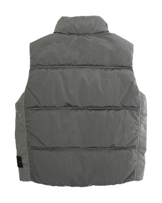 Stone Island Gray Sleeveless Down Jacket With Logo Patch Polyamide Fibers Padded for men